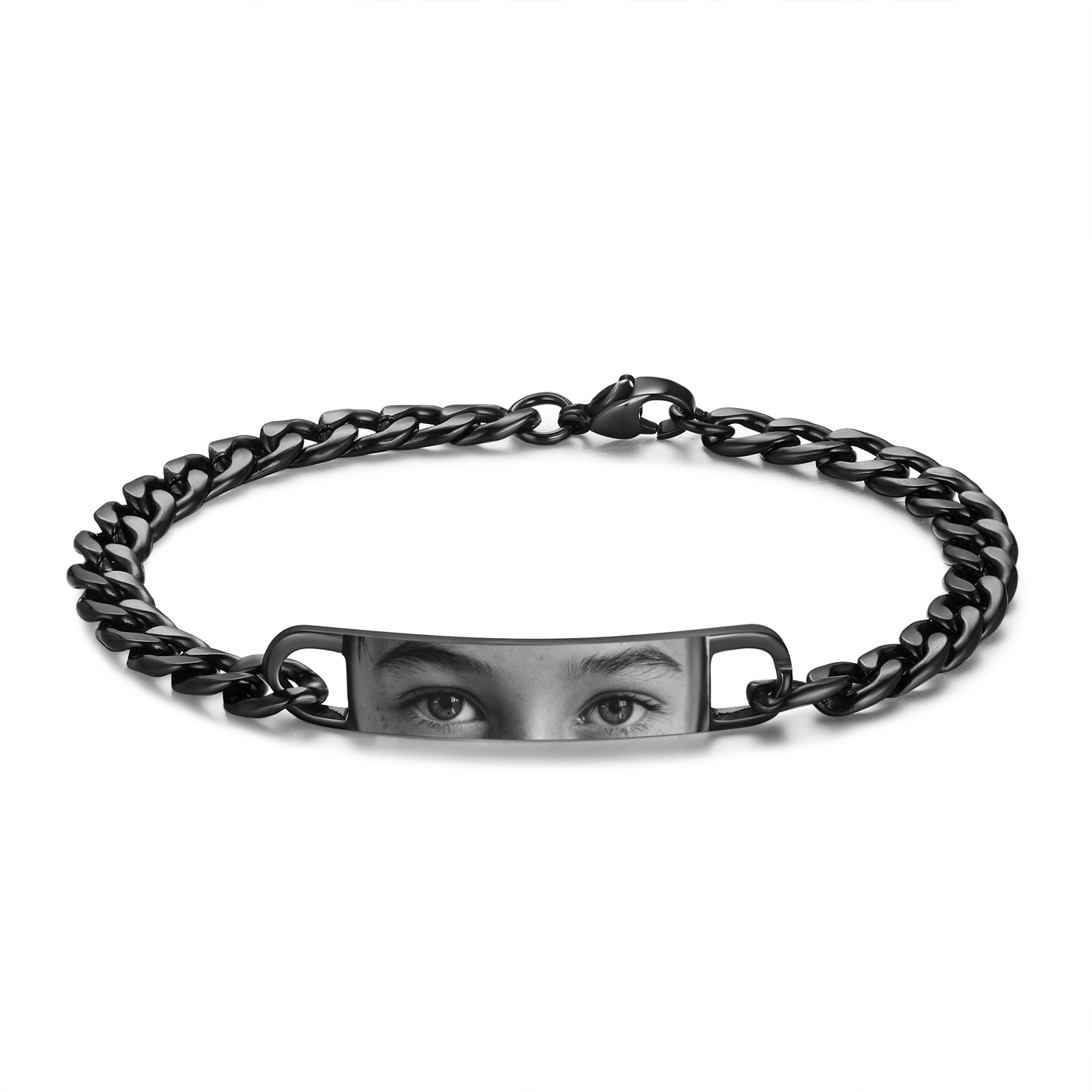 Pulsera de cadena cubana de acero inoxidable para hombre foto de ojos personalizada | Jessemade