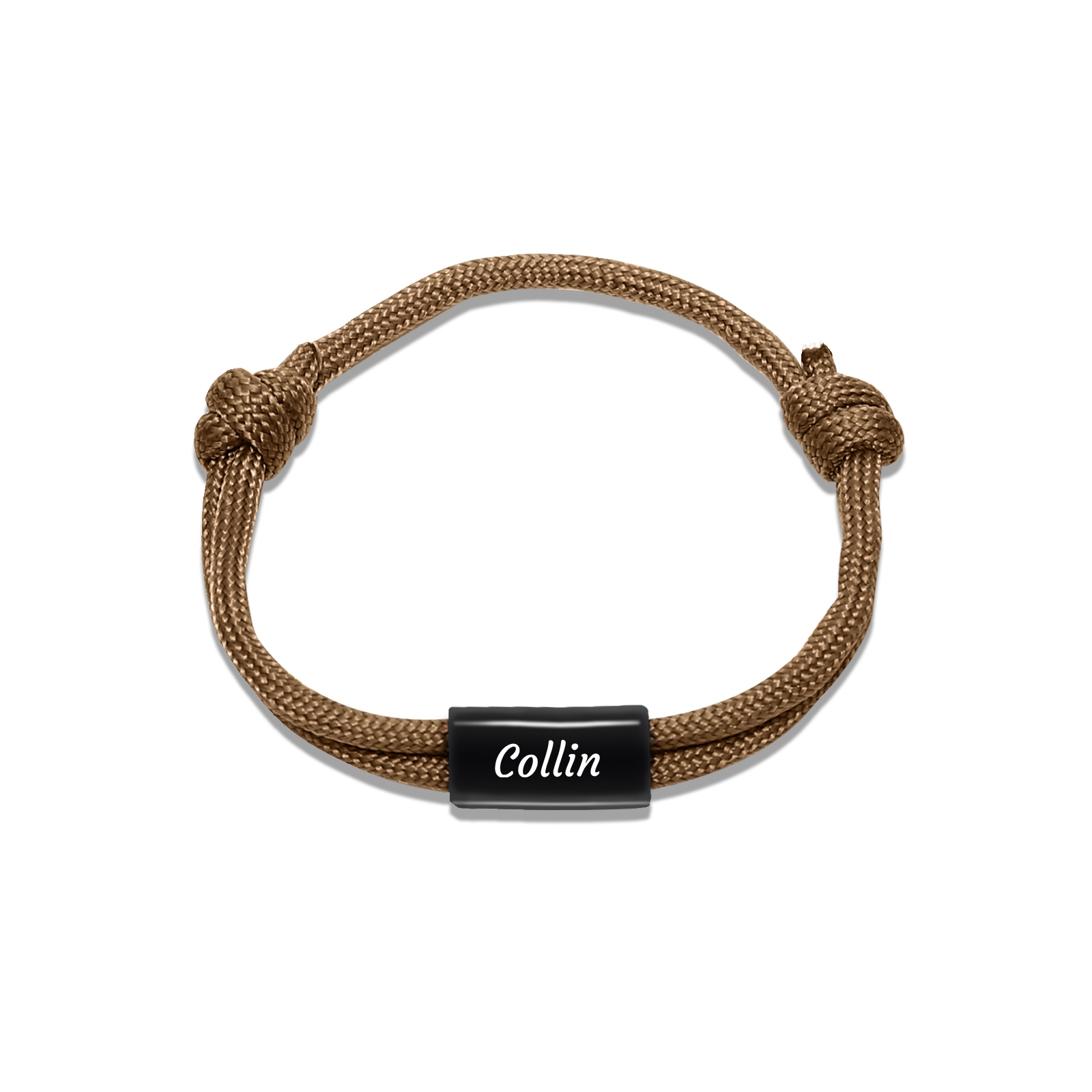 Pulsera ajustable de cuerda con placa personalizada con 1 nombre