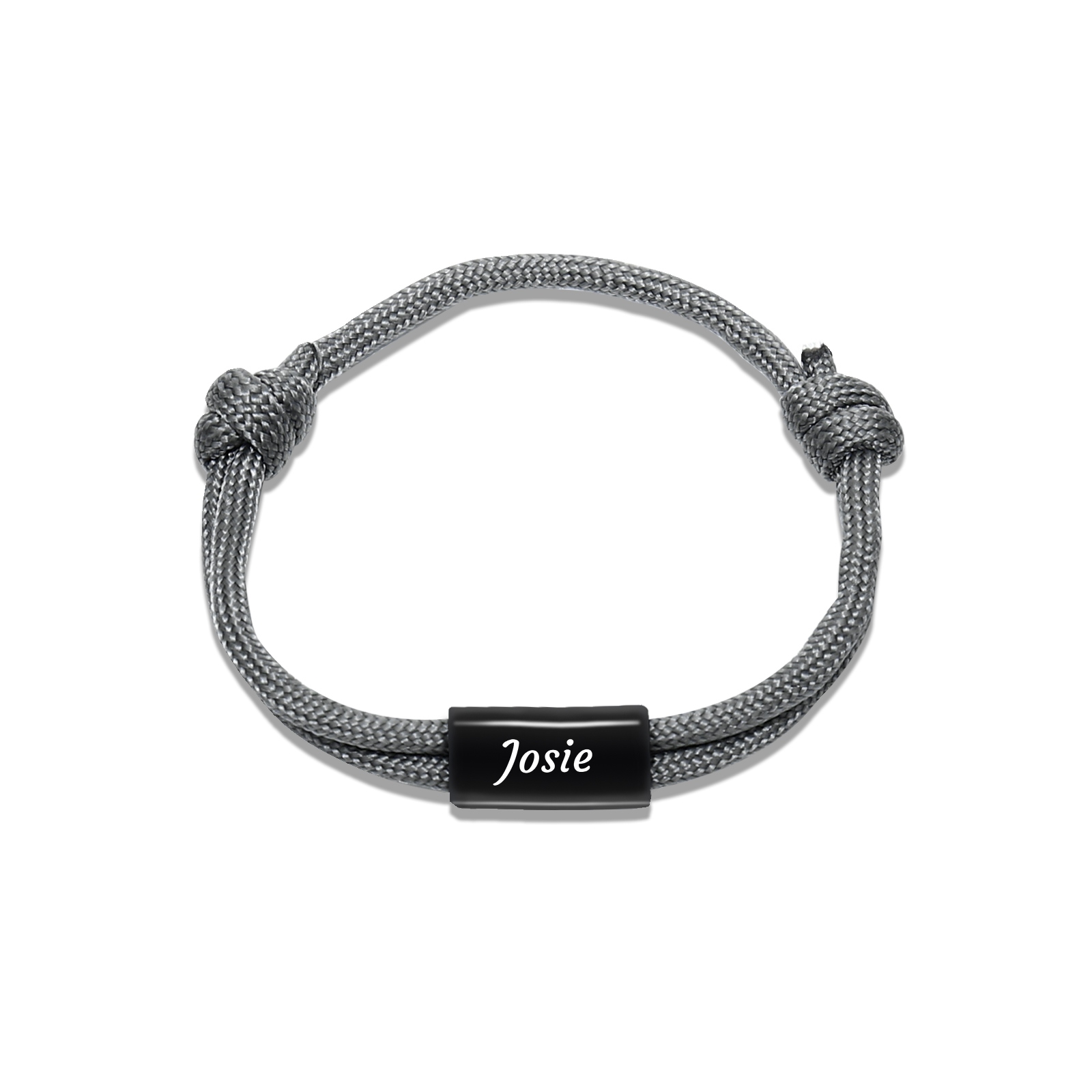 Pulsera ajustable de cuerda con placa personalizada con 1 nombre
