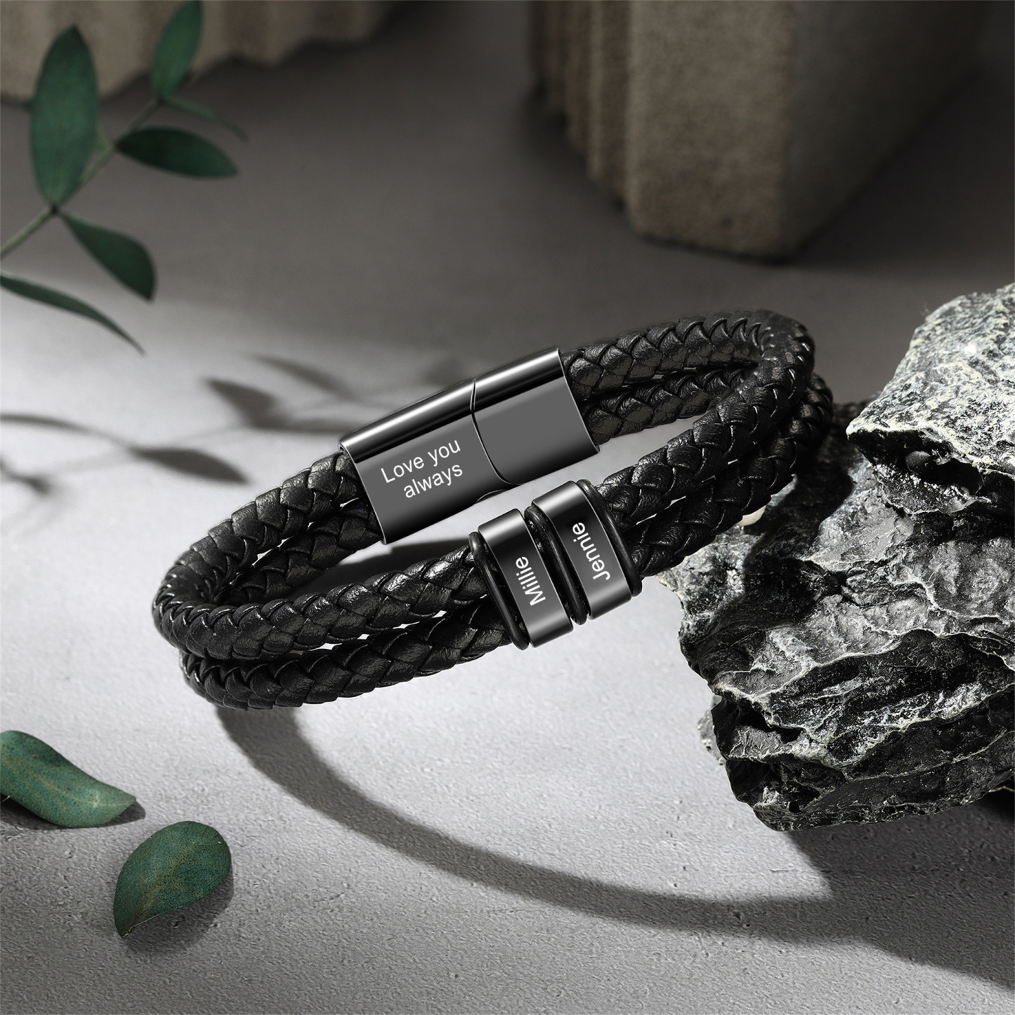 Pulsera Hombre con 2 Nombres Personalizados en Acero | Regalo Personalizado-Jessemade ES