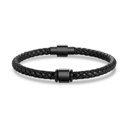 Pulsera de cuero trenzado con 1 nombre negro o marrón pulsera personalizada para hombre | Jessemade