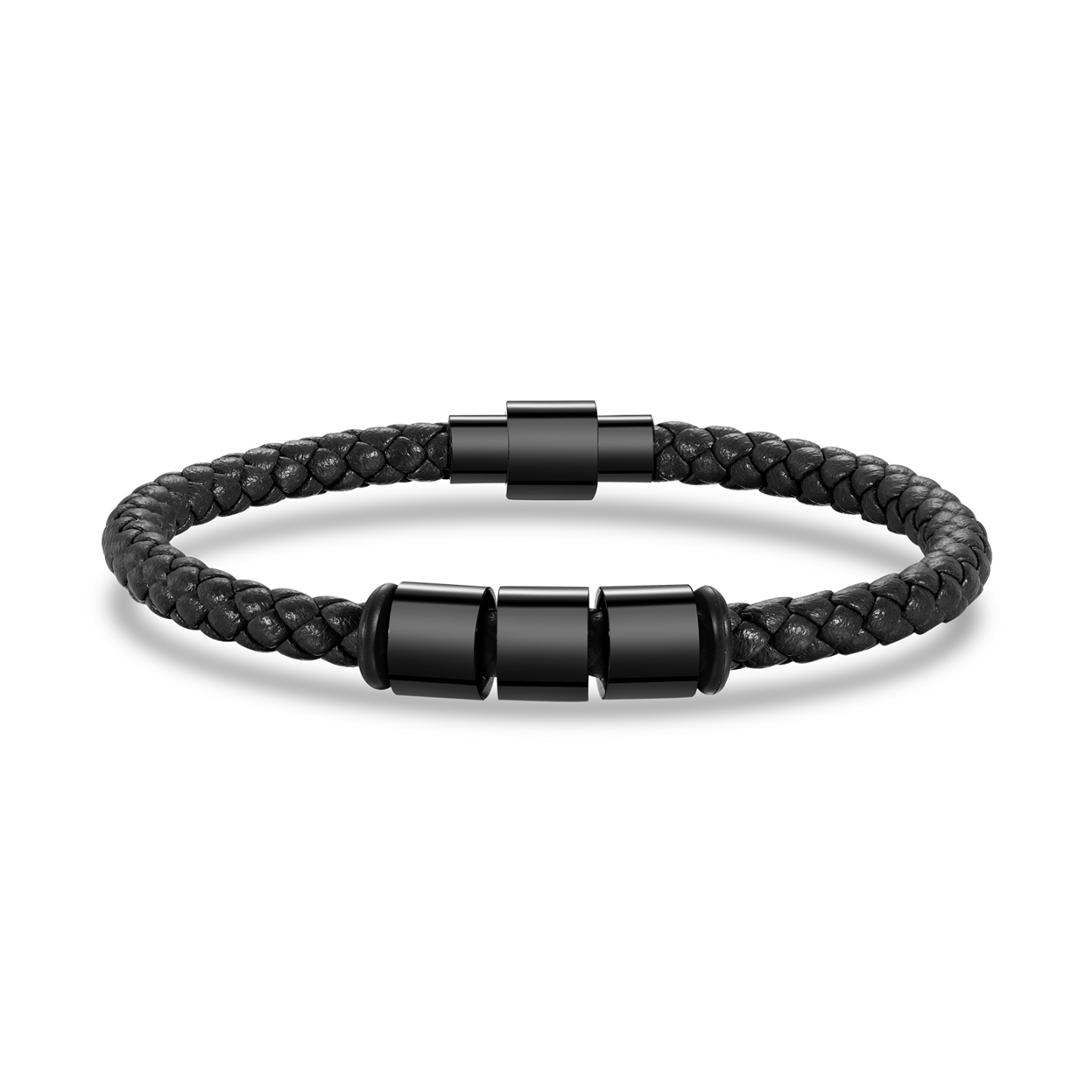 Pulsera de cuero trenzado con 3 nombres negro o marrón pulsera personalizada para hombre | Jessemade