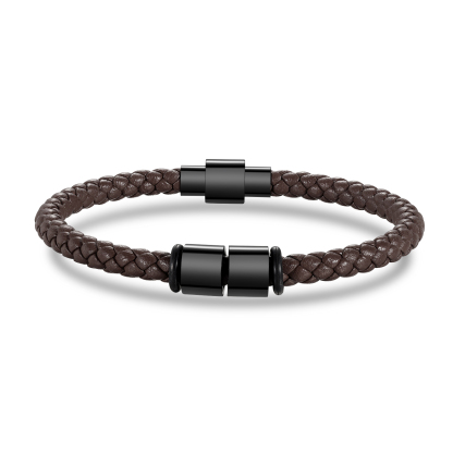 Pulsera de cuero trenzado con 2 nombres negro o marrón pulsera personalizada para hombre | Jessemade