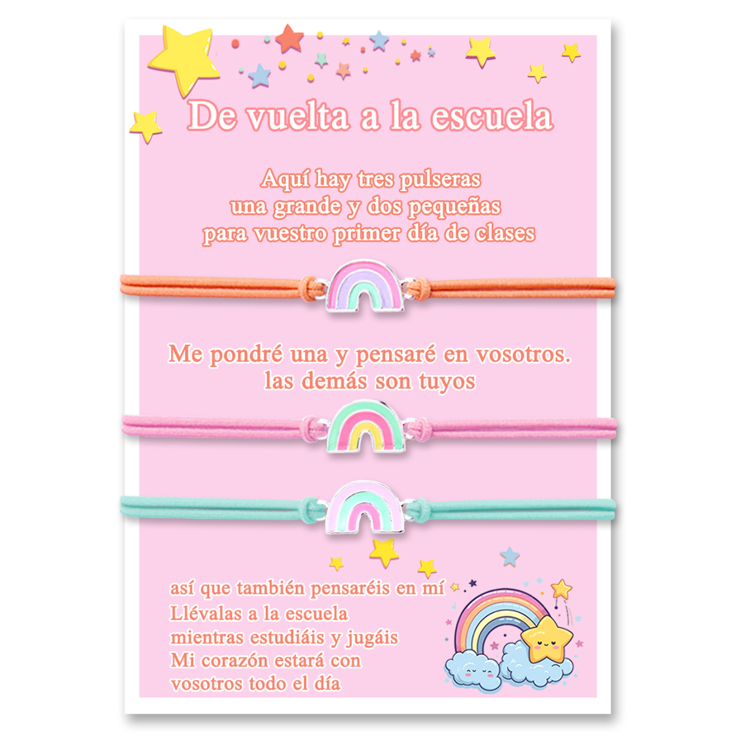 Unidad de 3 pulseras de arco iris - Regalos de regreso a la escuela