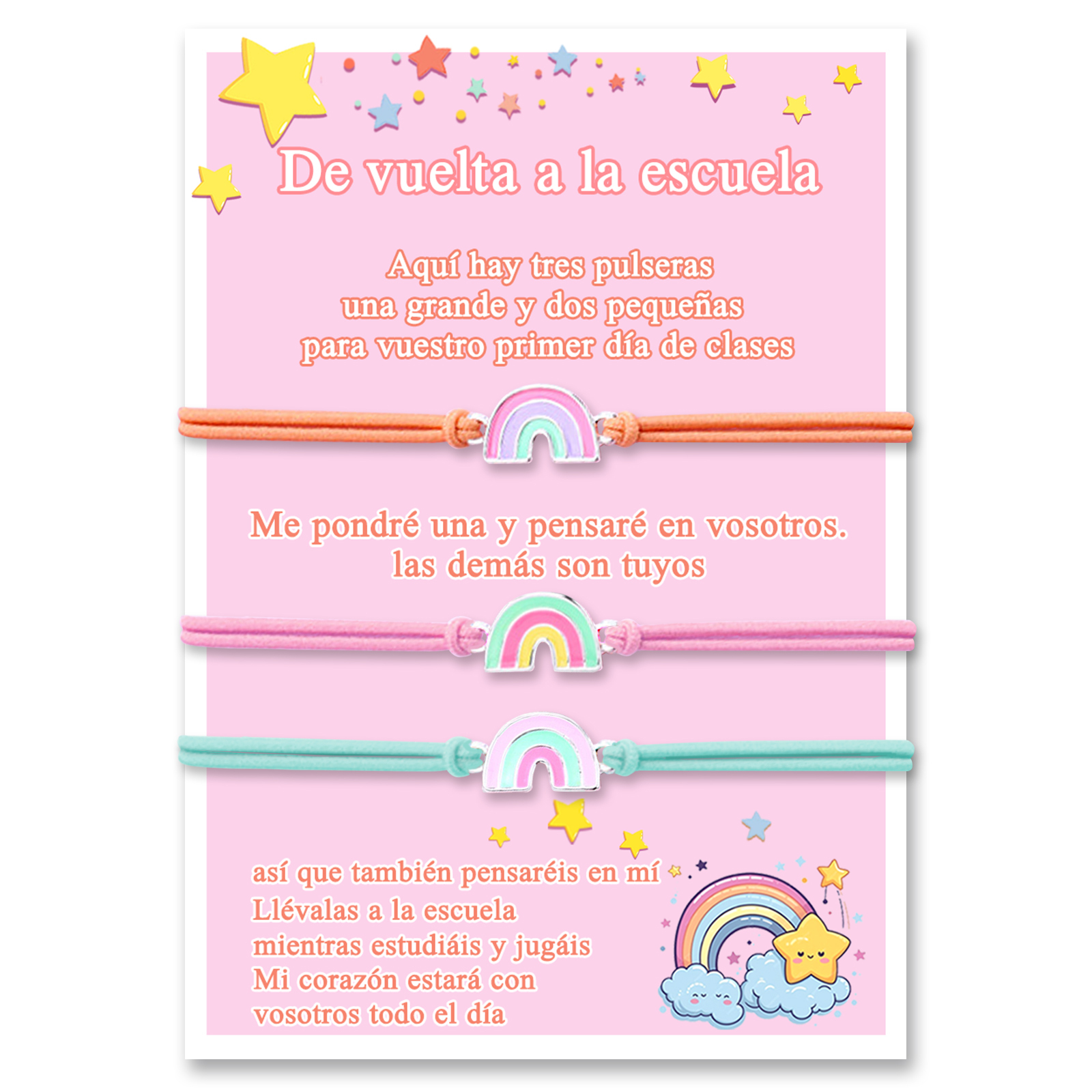 Unidad de 3 pulseras de arco iris - Regalos de regreso a la escuela