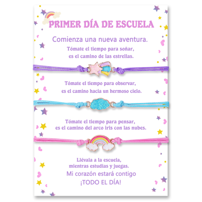 Unidad de 3 pulseras de estrella, nube y arco iris - Regalos de regreso a la escuela