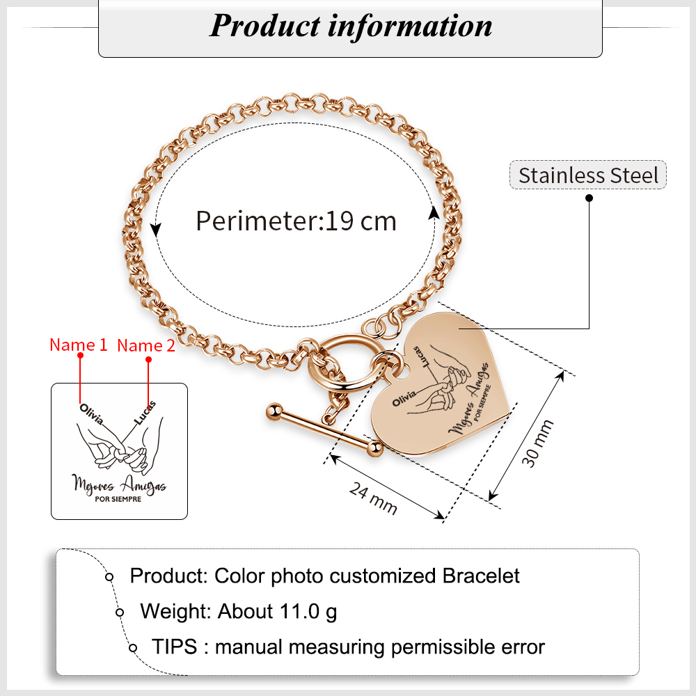 Mejores amigas-Pulsera para amiga pinky swear personalizada con 2 nombres | Jessemade