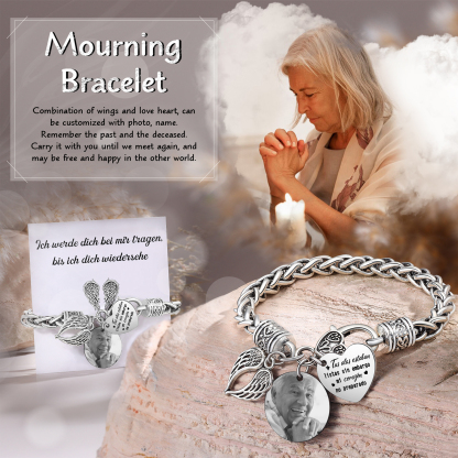 Pulsera Conmemorativa Corazón y Alas con Foto Pulsera Personalizada | Jessemade