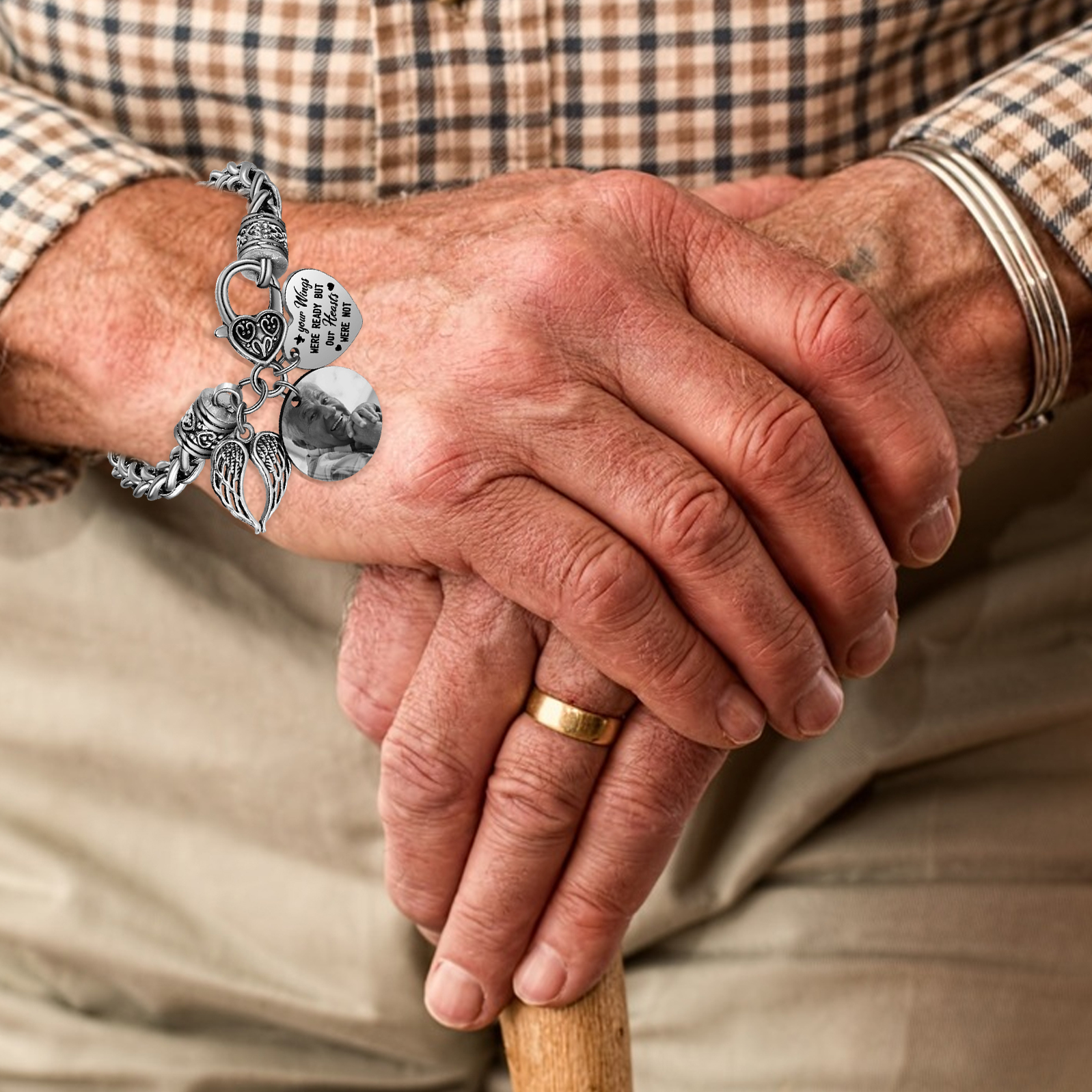 Pulsera Conmemorativa Corazón y Alas con Foto Pulsera Personalizada | Jessemade