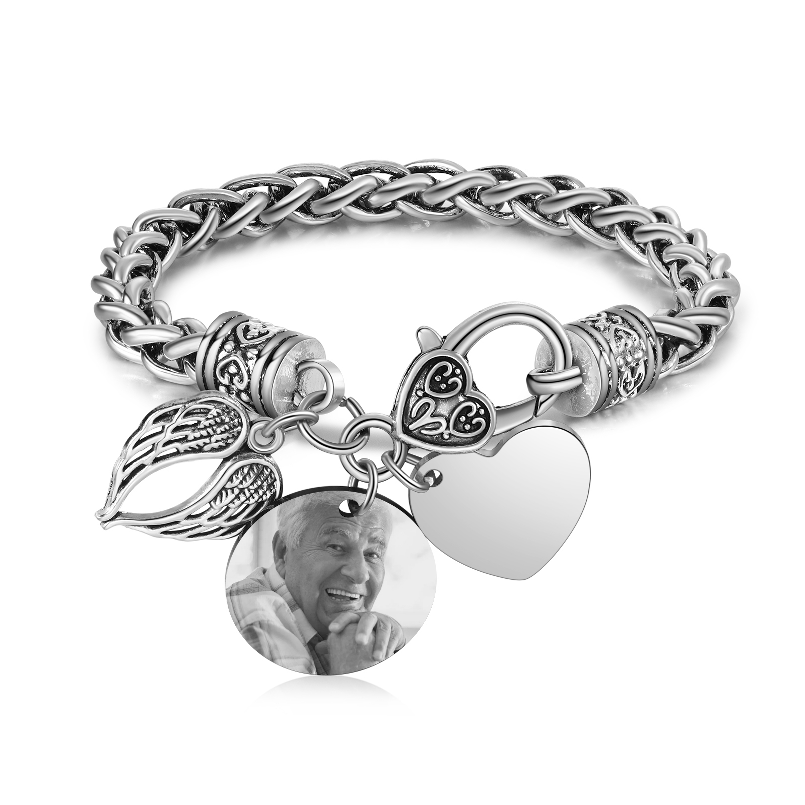 Pulsera Conmemorativa Corazón y Alas con Foto Pulsera Personalizada | Jessemade