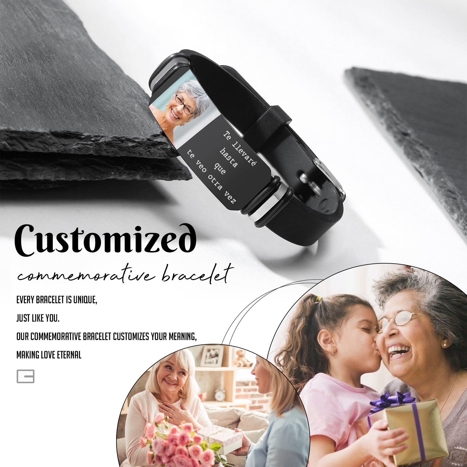 Pulsera Conmemorativa Ajustable para Hombre con Foto Pulsera Personalizada | Jessemade