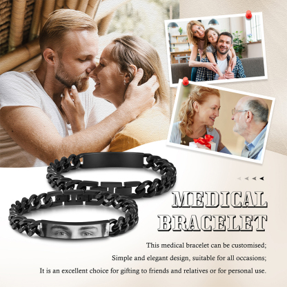 Pulsera de cadena de acero inoxidable para hombre con foto de ojos personalizada | Jessemade