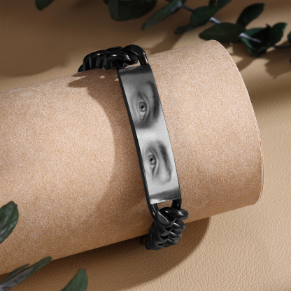 Pulsera de cadena de acero inoxidable para hombre con foto de ojos personalizada | Jessemade