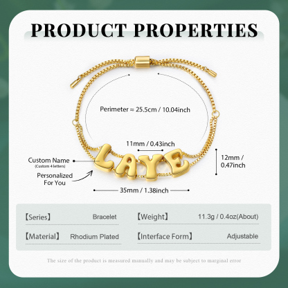 Pulsera ajustable con nombre de 4 letras pulsera personalizada para mujer | Jessemade