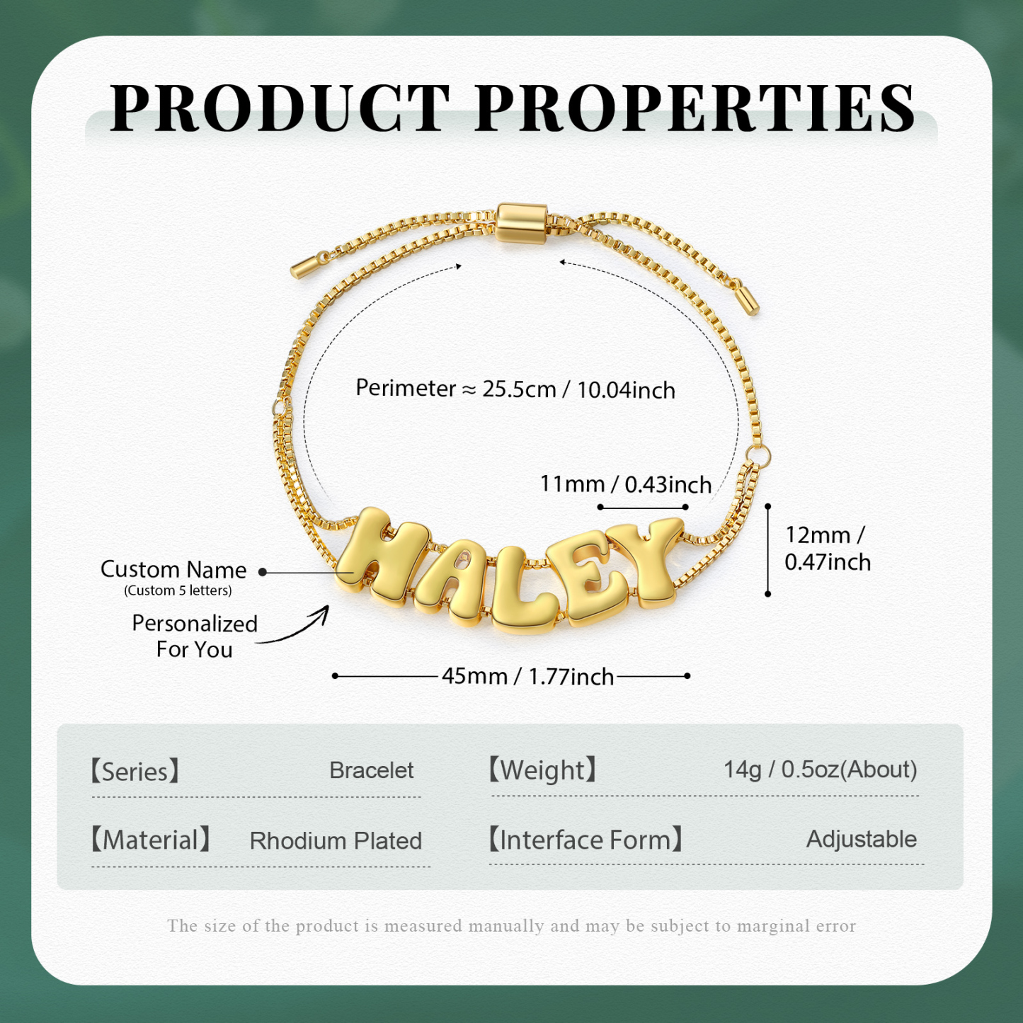 Pulsera ajustable con nombre de 5 letras pulsera personalizada para mujer | Jessemade