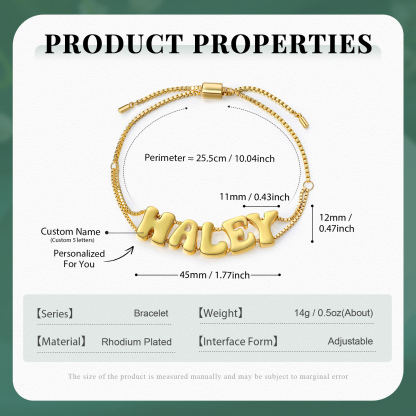 Pulsera ajustable con nombre de 5 letras pulsera personalizada para mujer | Jessemade