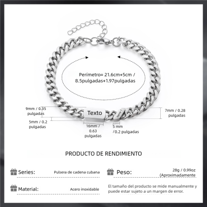 Pulsera de cadena con 1-6 nombres y texto pulsera personalizada para hombre | Jessemade