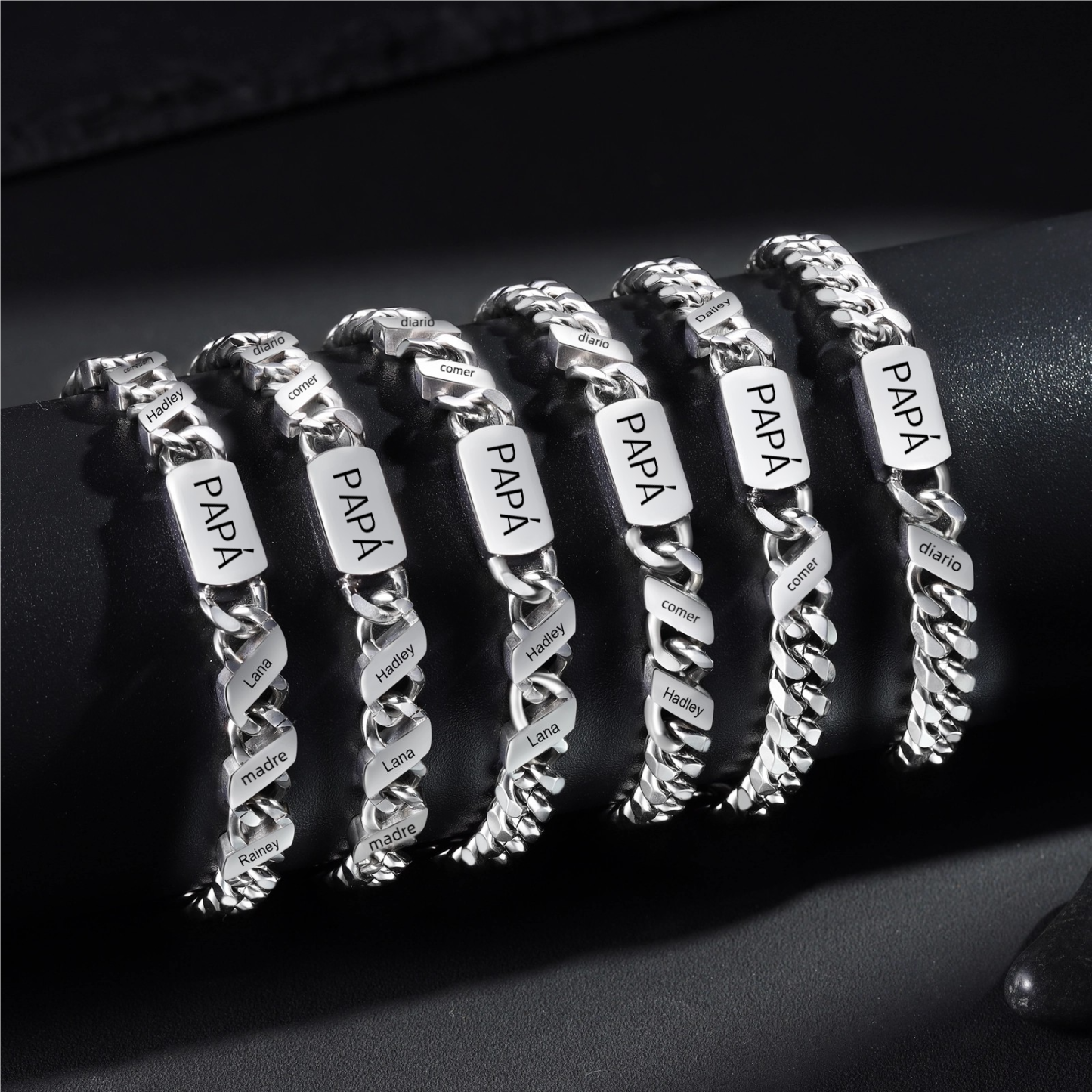 Pulsera de cadena con 1-6 nombres y texto pulsera personalizada para hombre | Jessemade