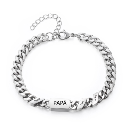 Pulsera de cadena con 1-6 nombres y texto pulsera personalizada para hombre | Jessemade