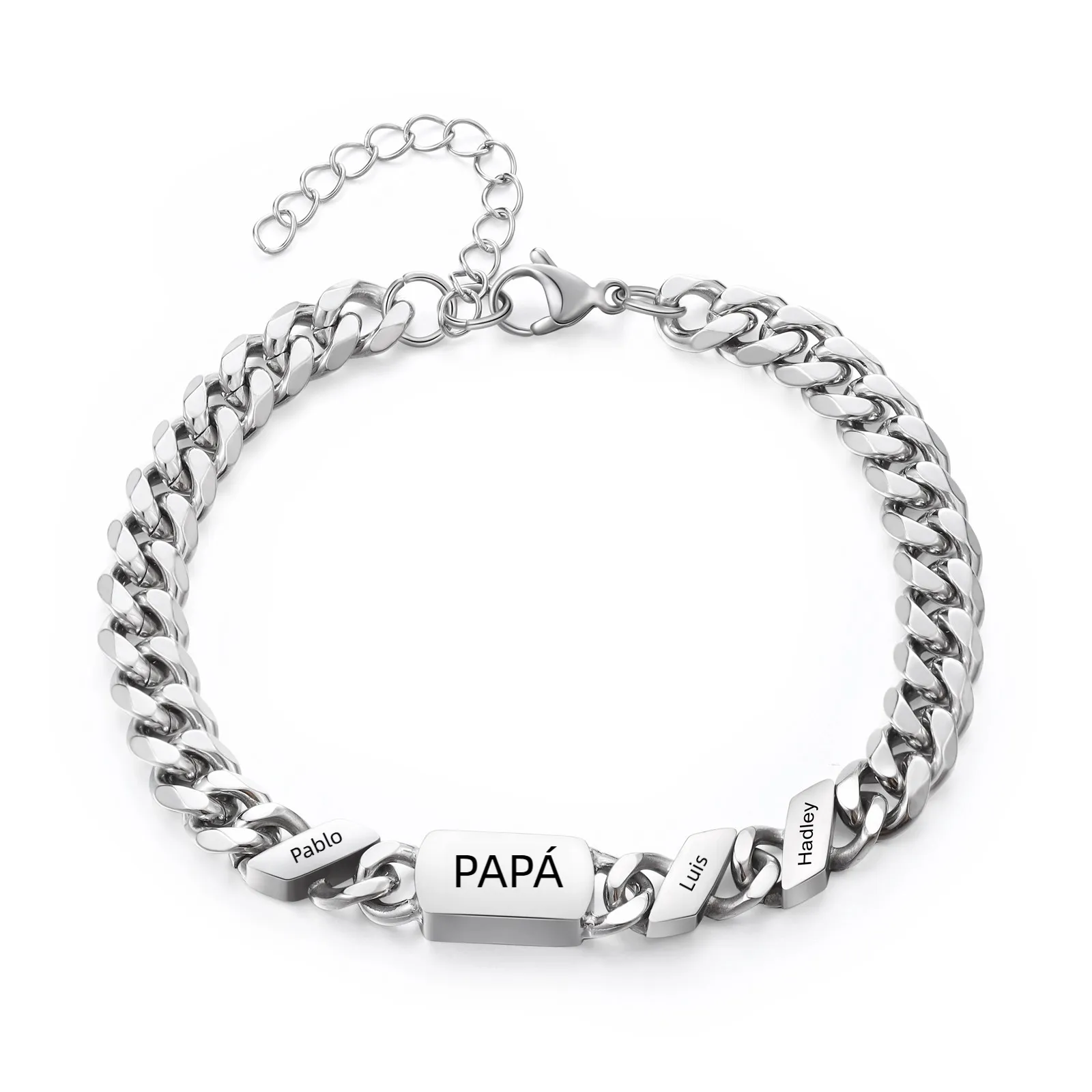 Pulsera de cadena con 1-6 nombres y texto pulsera personalizada para hombre | Jessemade