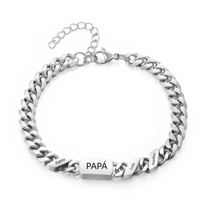 Pulsera de cadena con 1-6 nombres y texto pulsera personalizada para hombre | Jessemade