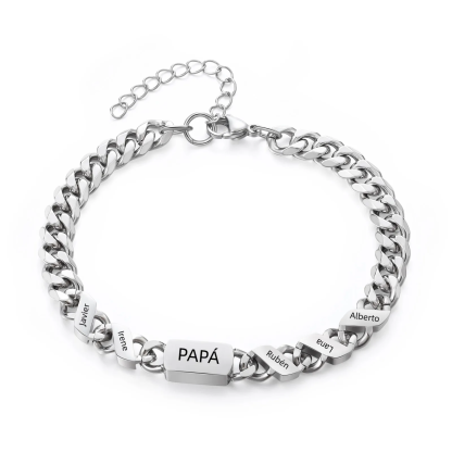 Pulsera de cadena con 1-6 nombres y texto pulsera personalizada para hombre | Jessemade