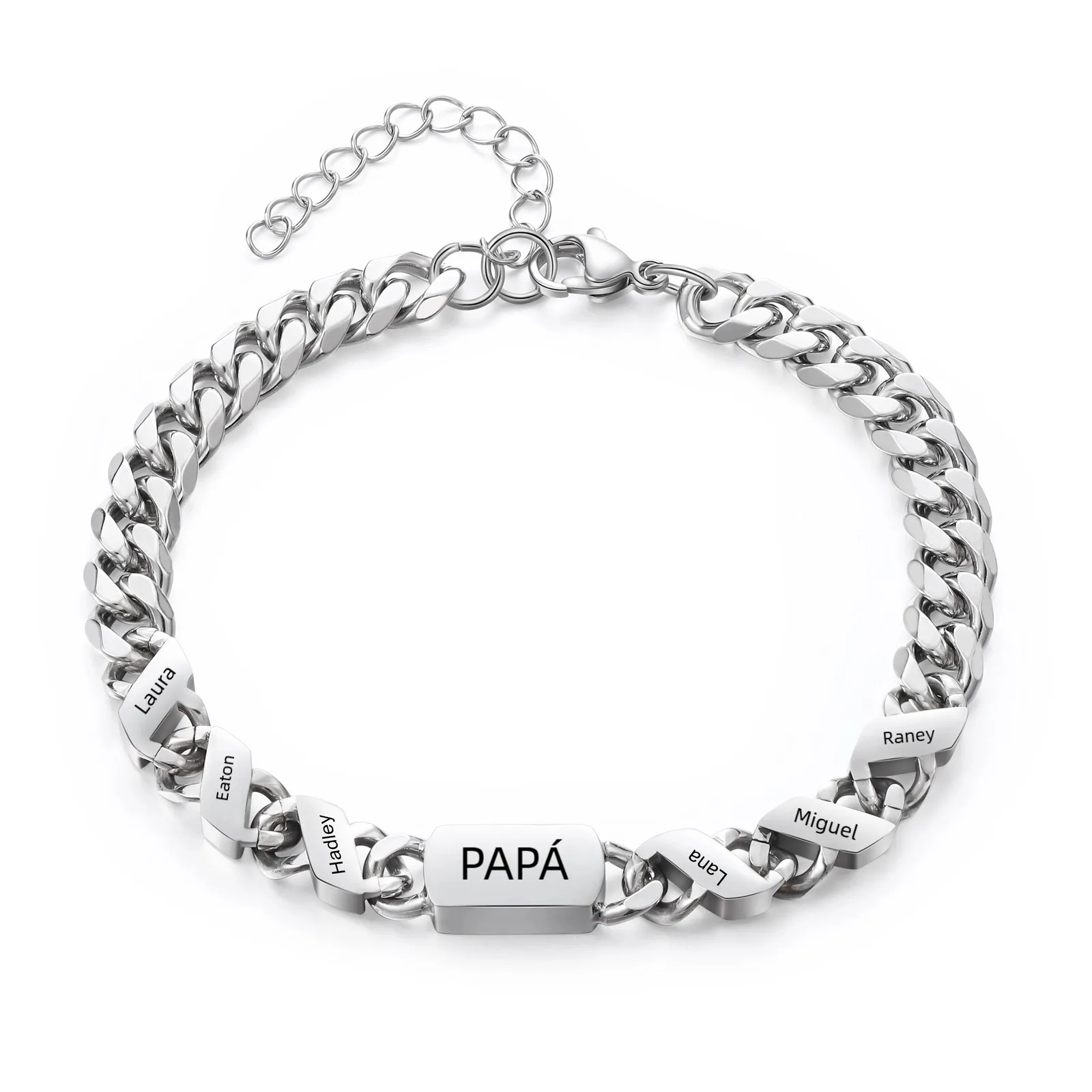 Pulsera de cadena con 1-6 nombres y texto pulsera personalizada para hombre | Jessemade