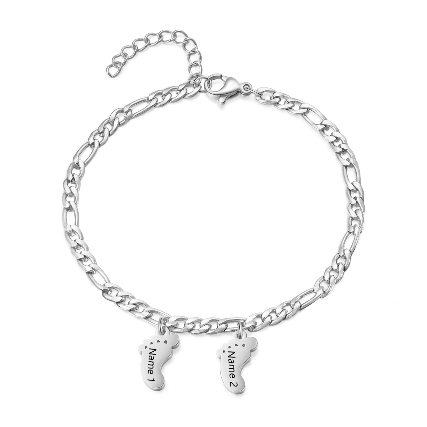 Pulsera con colgante de pie de bebé con 2 nombres pulsera personalizada para mujer | Jessemade