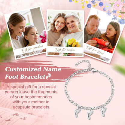 Pulsera con colgante de pie de bebé con 3 nombres pulsera personalizada para mujer | Jessemade