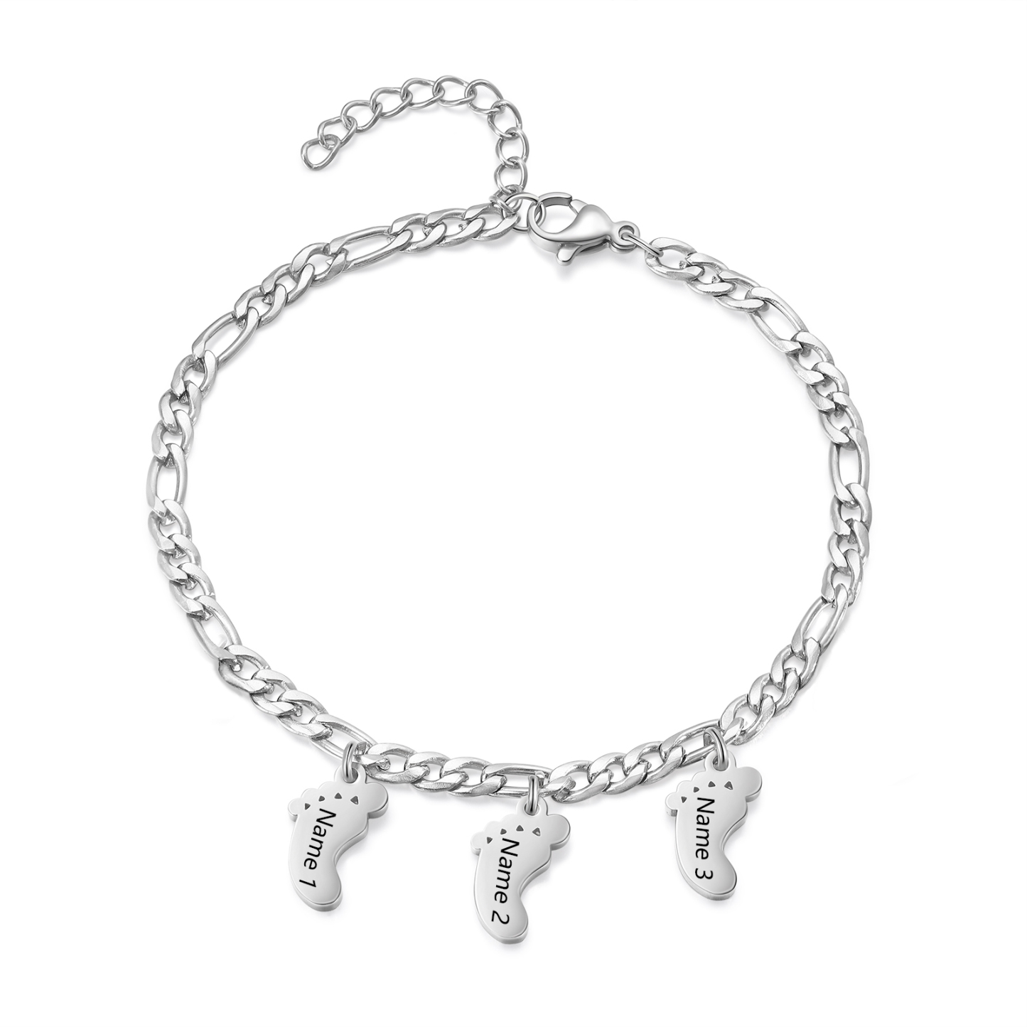 Pulsera con colgante de pie de bebé con 3 nombres pulsera personalizada para mujer | Jessemade