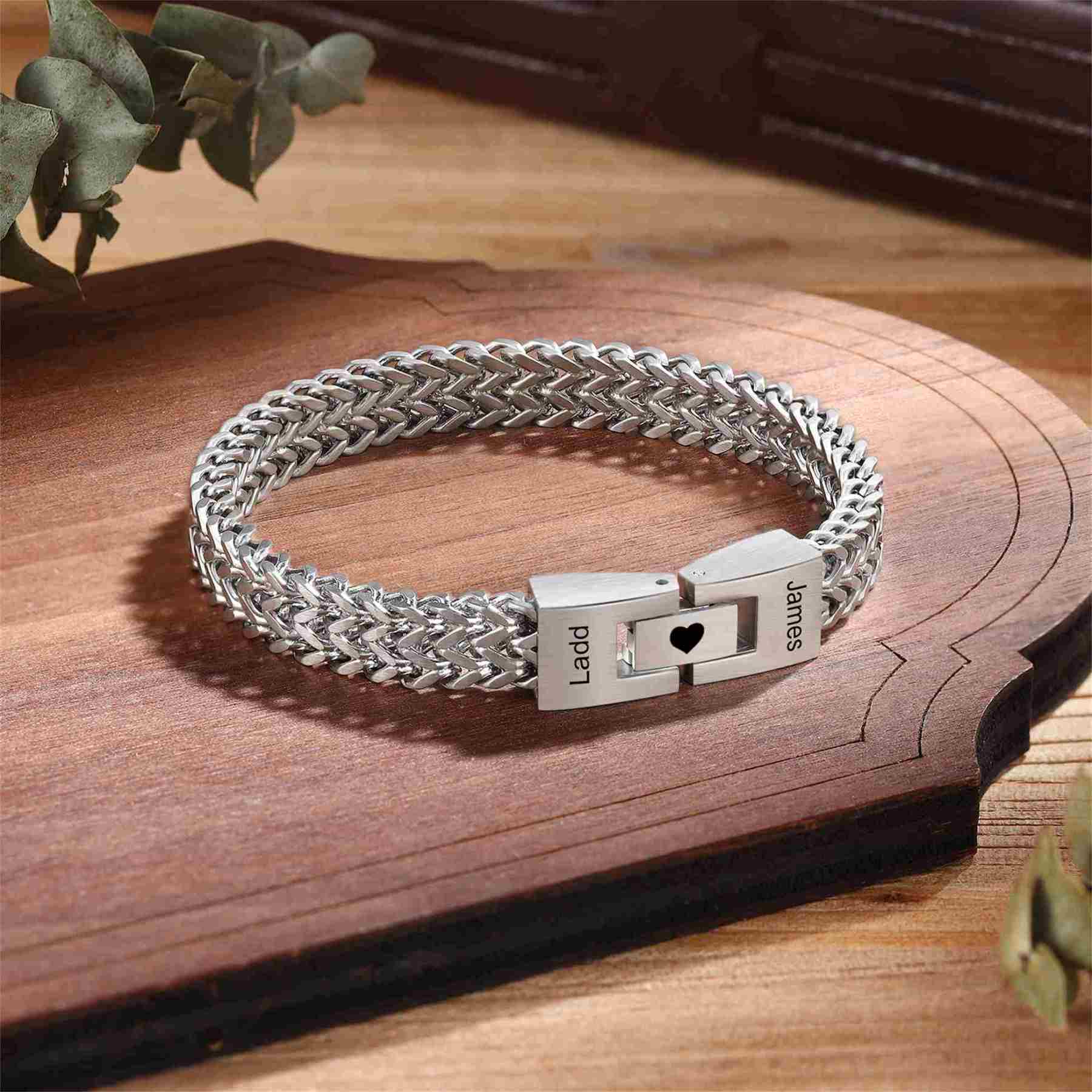 Pulsera de Cadena 2 Nombres Personalizados Pulsera para Hombre | Jessemade