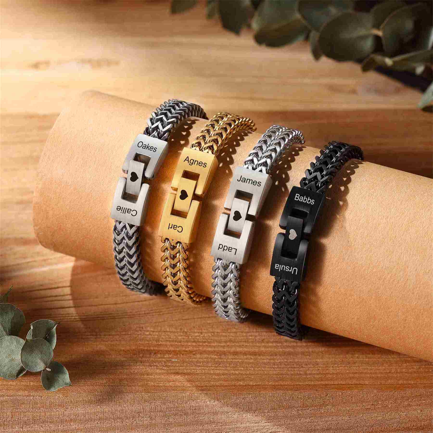 Pulsera de Cadena 2 Nombres Personalizados Pulsera para Hombre | Jessemade