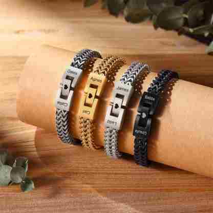 Pulsera de Cadena 2 Nombres Personalizados Pulsera para Hombre | Jessemade