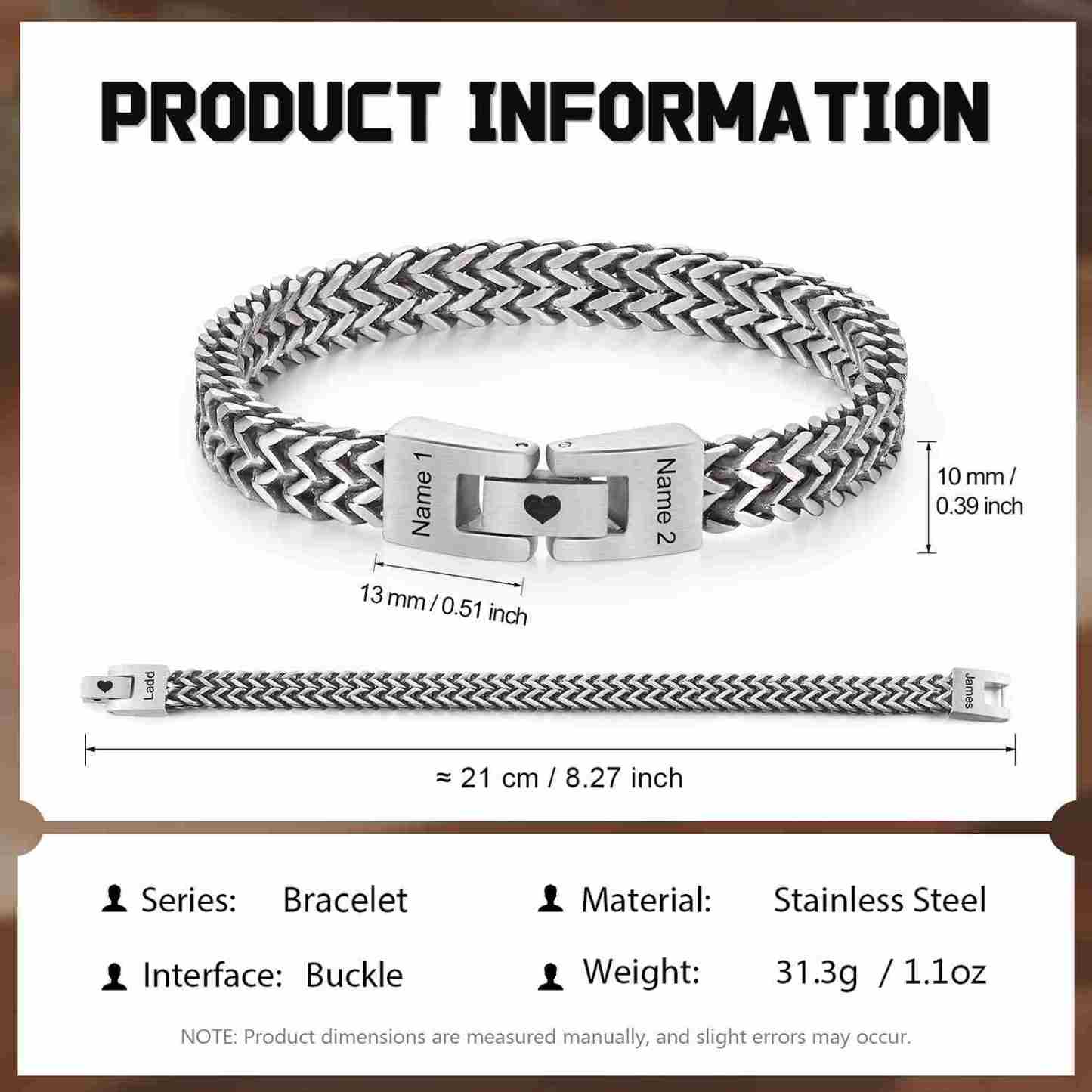 Pulsera de Cadena 2 Nombres Personalizados Pulsera para Hombre | Jessemade