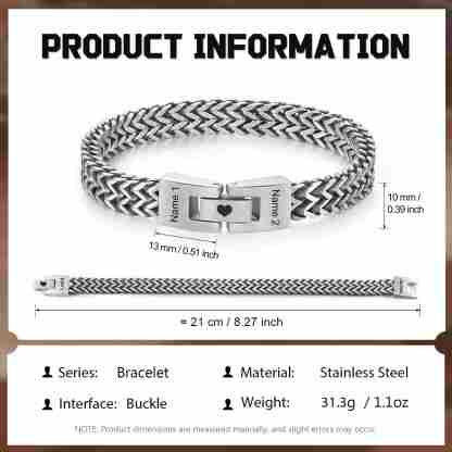 Pulsera de Cadena 2 Nombres Personalizados Pulsera para Hombre | Jessemade