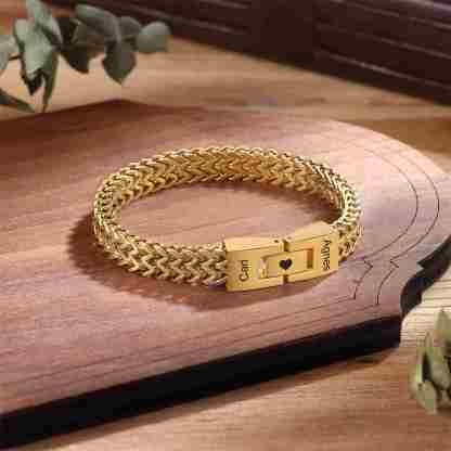 Pulsera de Cadena 2 Nombres Personalizados Pulsera para Hombre | Jessemade