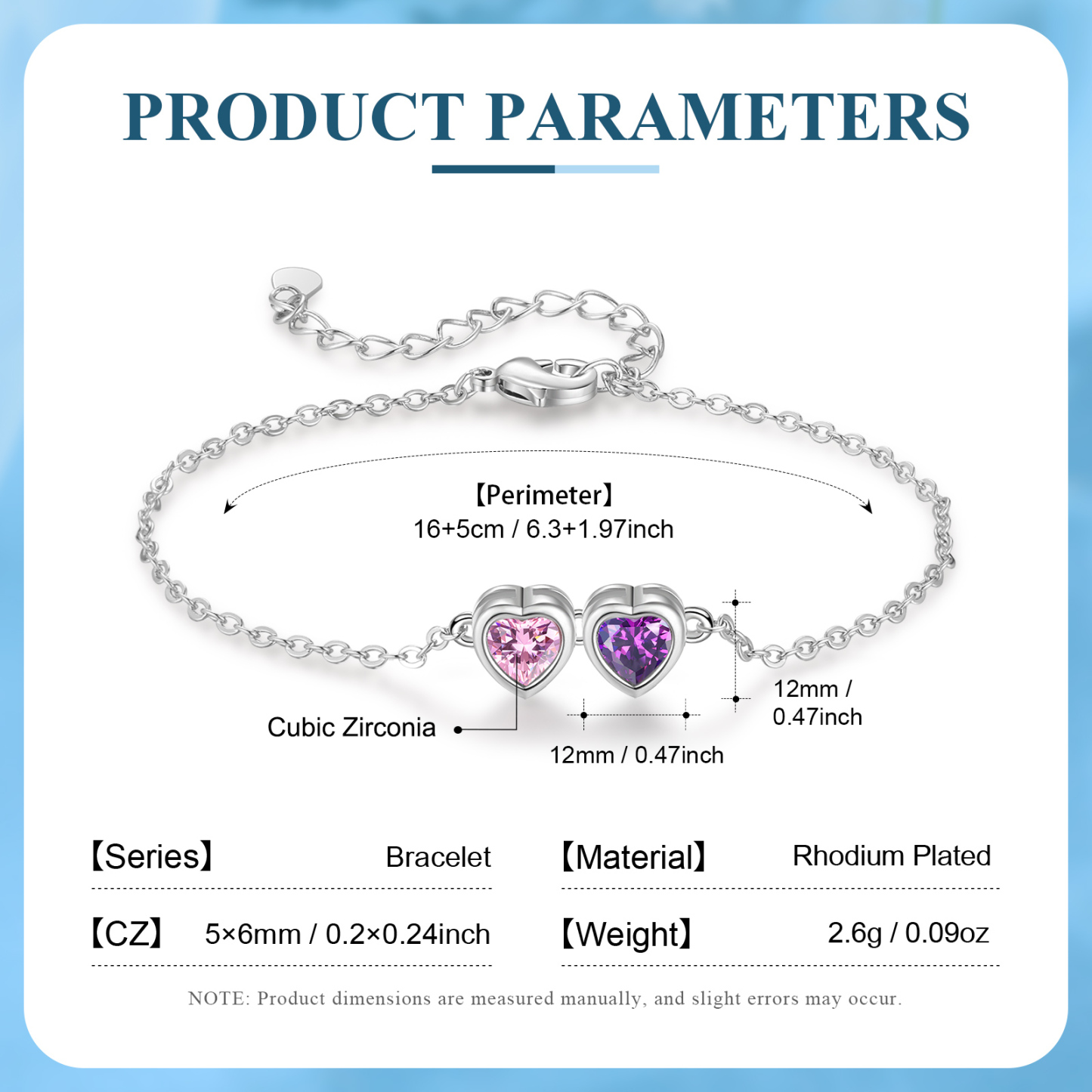 Pulsera de piedra de corazón con 2 piedras de nacimiento pulsera personalizada para mujer | Jessemade