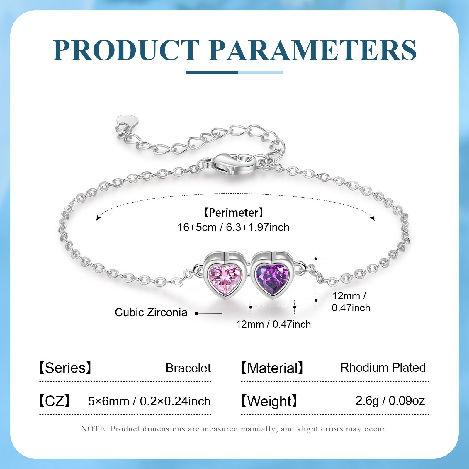 Pulsera de piedra de corazón con 2 piedras de nacimiento pulsera personalizada para mujer | Jessemade