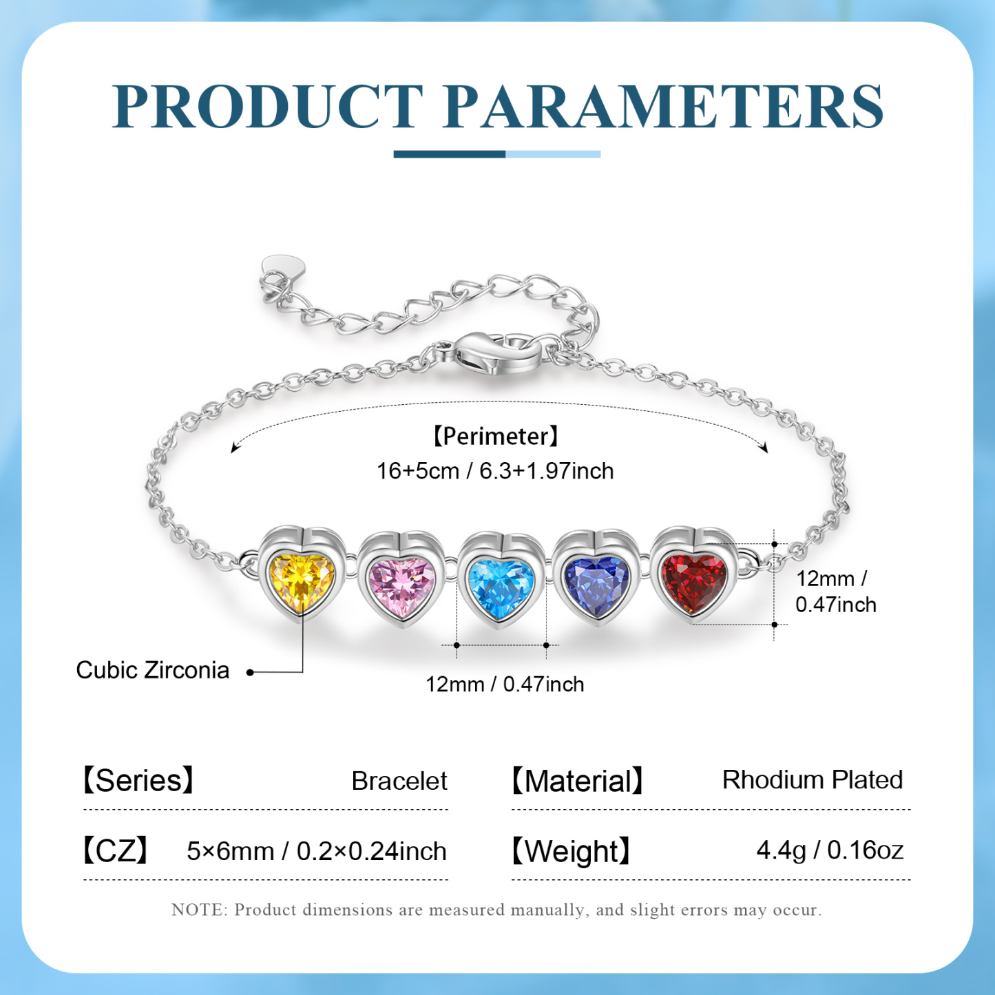 Pulsera de piedra de corazón con 5 piedras de nacimiento pulsera personalizada para mujer | Jessemade