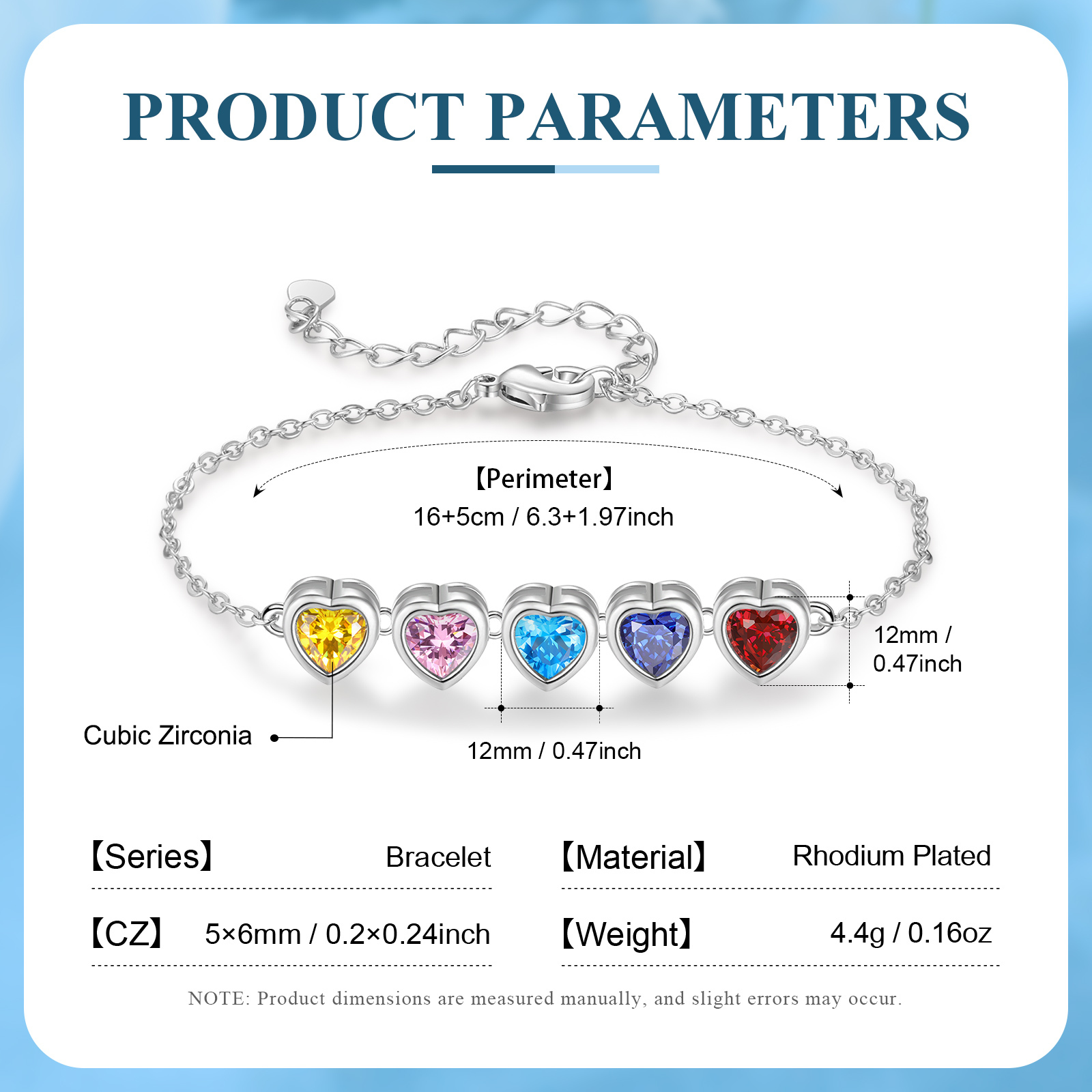 Pulsera de piedra de corazón con 5 piedras de nacimiento pulsera personalizada para mujer | Jessemade