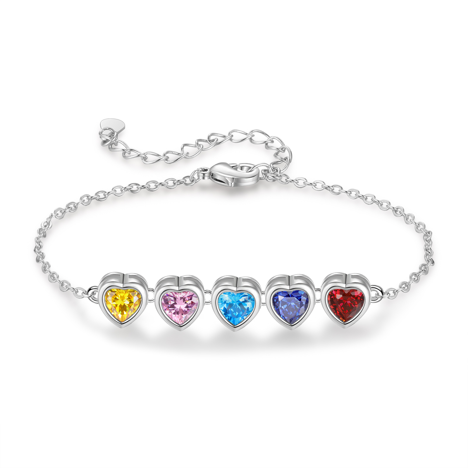 Pulsera de piedra de corazón con 5 piedras de nacimiento pulsera personalizada para mujer | Jessemade