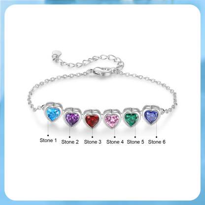 Pulsera de piedra de corazón con 6 piedras de nacimiento pulsera personalizada para mujer | Jessemade