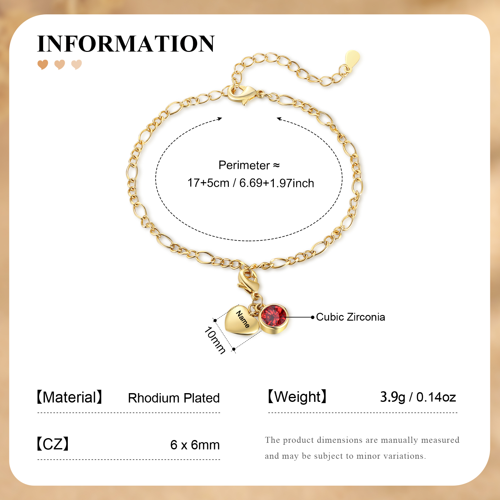 Pulsera con colgante de 1 nombre y 1 piedra de nacimiento pulsera personalizada para mujer | Jessemade