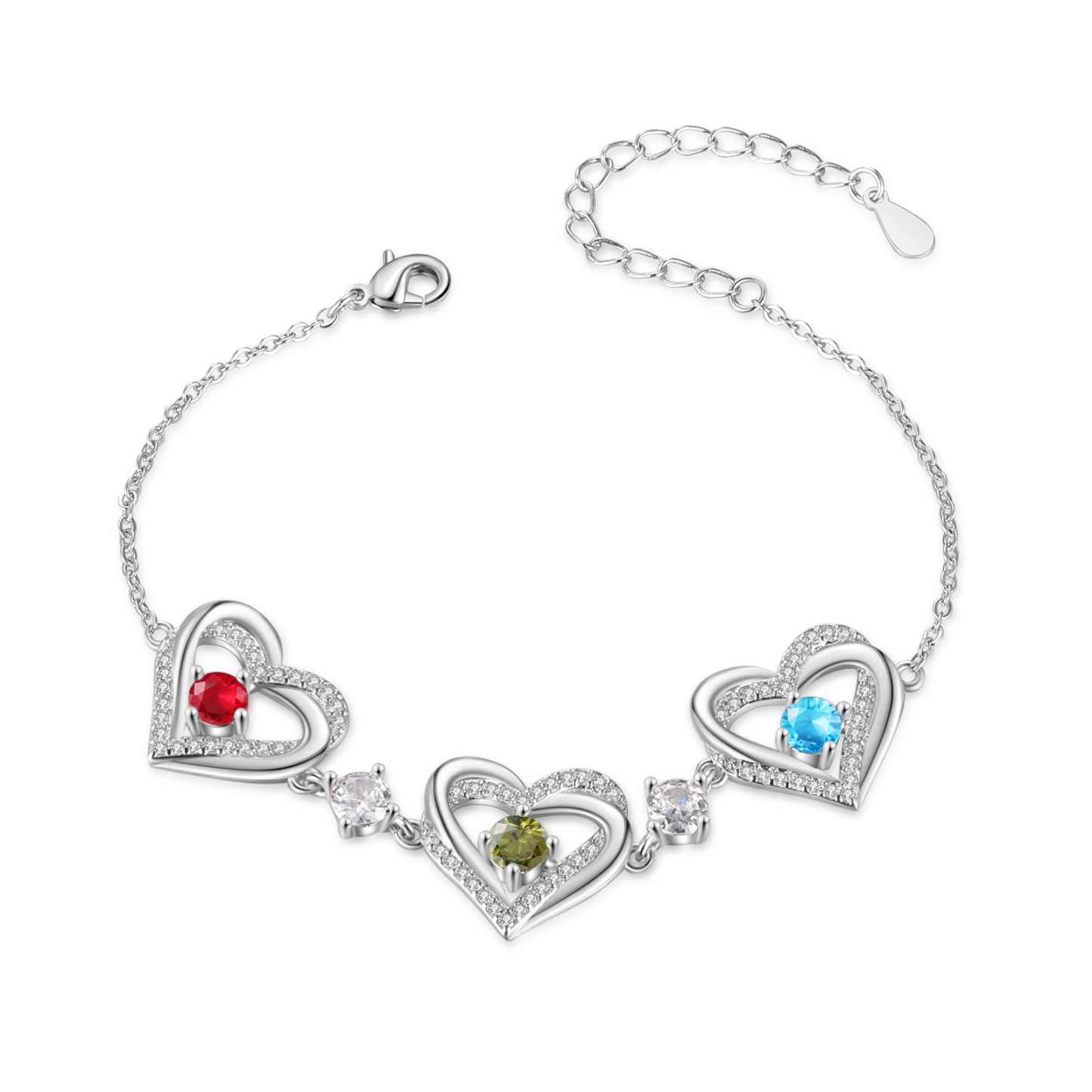  Pulsera personalizada de mujer con piedras de nacimiento y corazones – Ideal para abuela, regalo emotivo para abuelas
