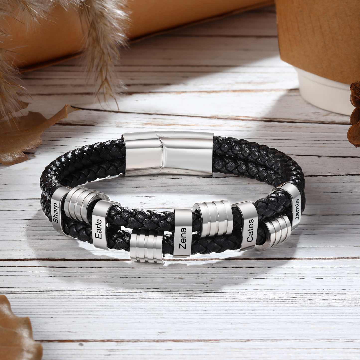 Pulsera Hombre con 5 Nombres Personalizados en Acero Inoxidable | Regalo Único-Jessemade ES