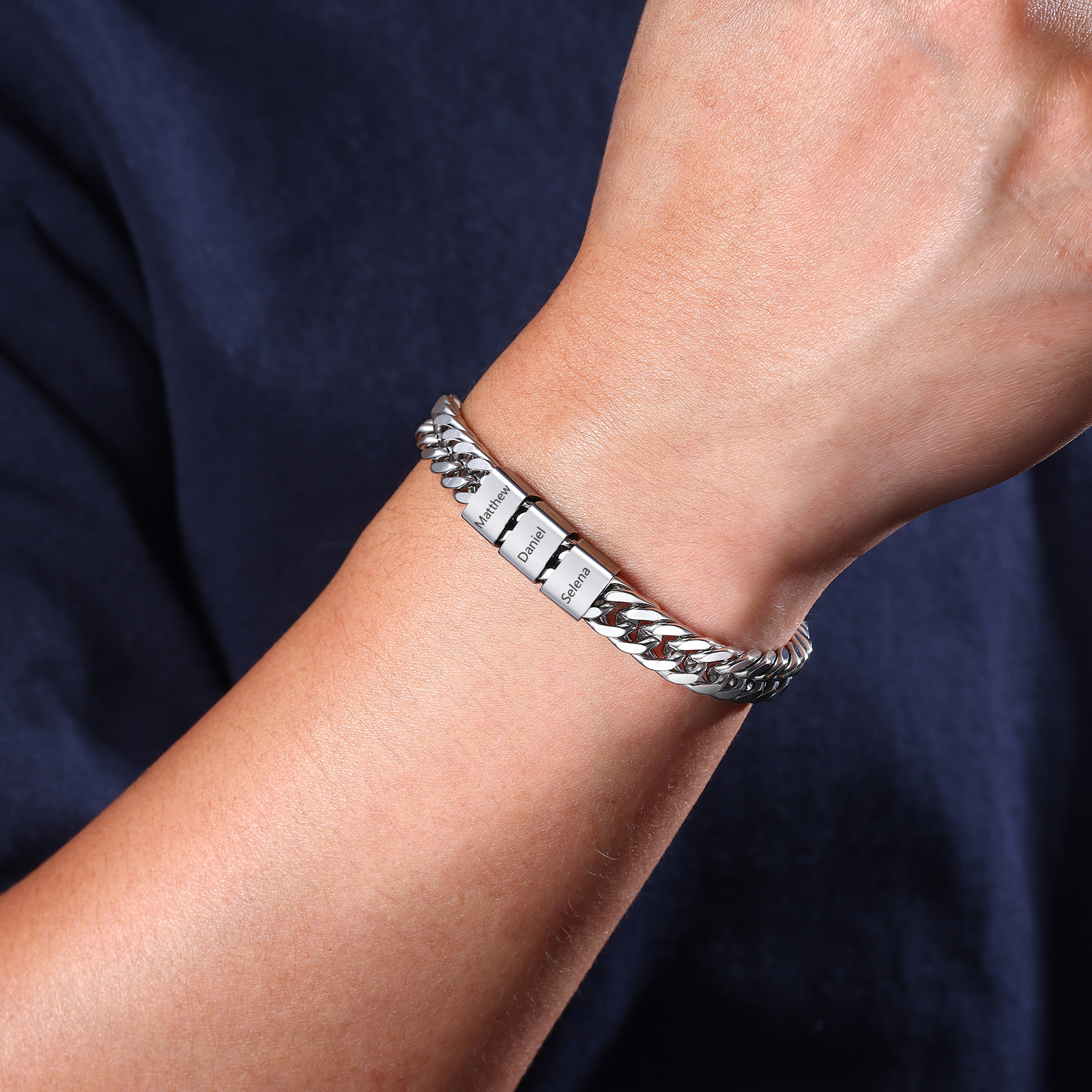 Pulsera personalizada con 2-6 nombres para hombre con grabado personalizado - regalo para padre abuelo | Jessemade