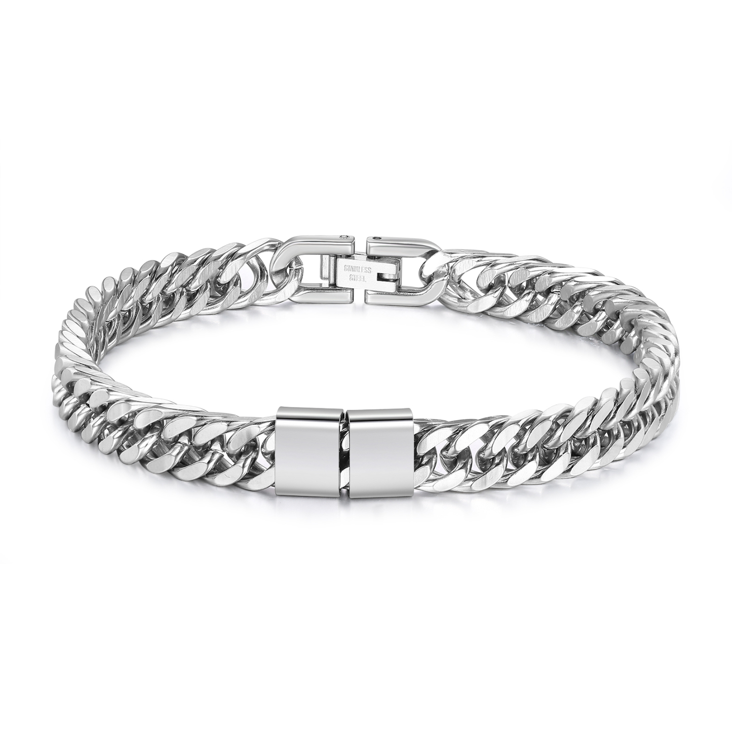 Pulsera de de cadena cubana para hombre con 2 nombres personalizados en aros | Jessemade