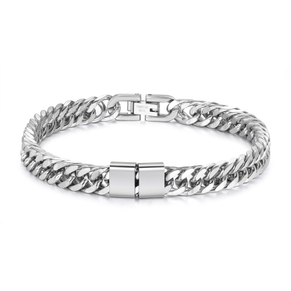 Pulsera de de cadena cubana para hombre con 2 nombres personalizados en aros | Jessemade