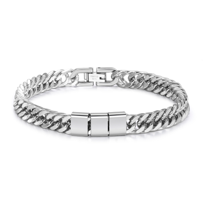 Pulsera de de cadena cubana para hombre con 3 nombres personalizados en aros | Jessemade