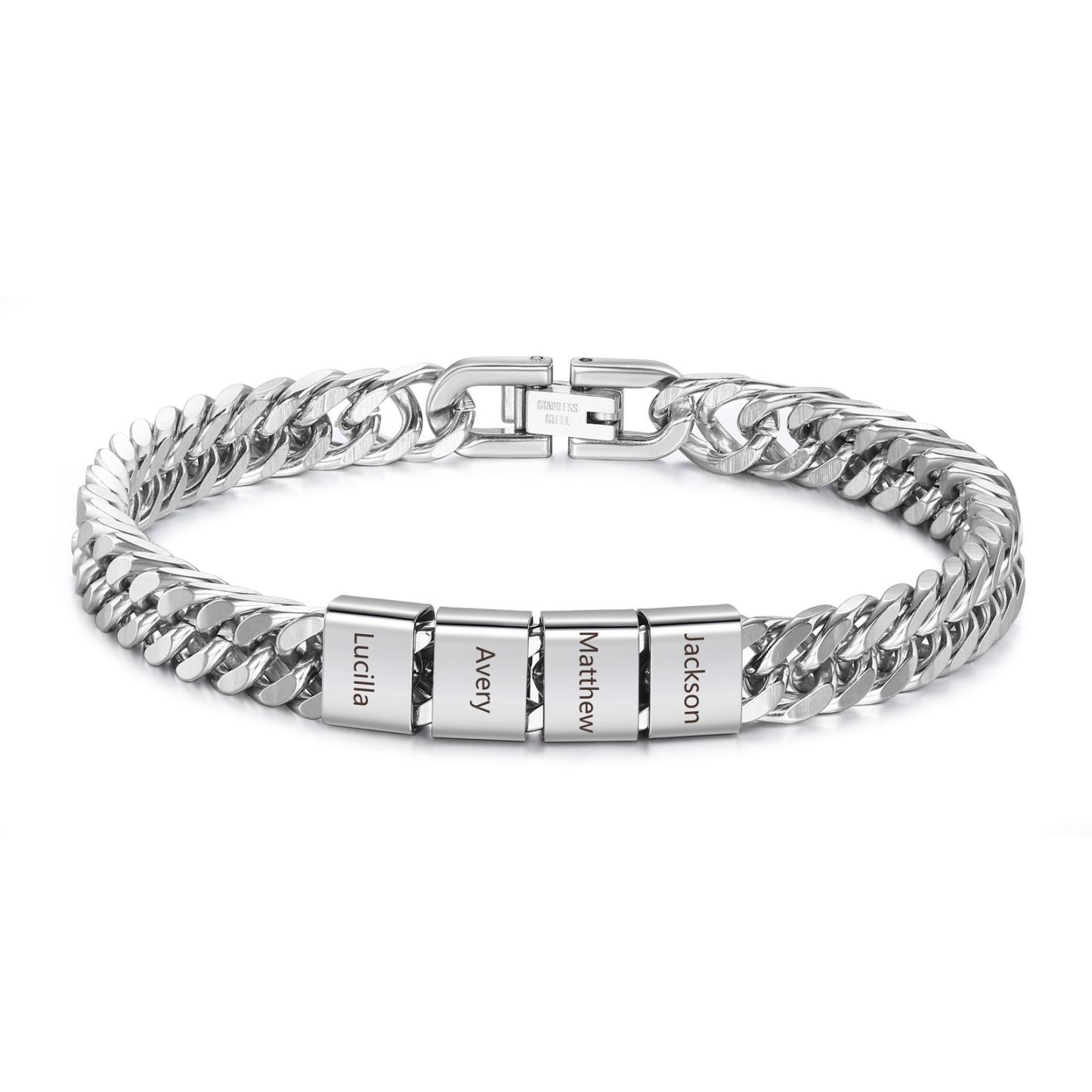 Pulsera personalizada con 2-6 nombres para hombre con grabado personalizado - regalo para padre abuelo | Jessemade